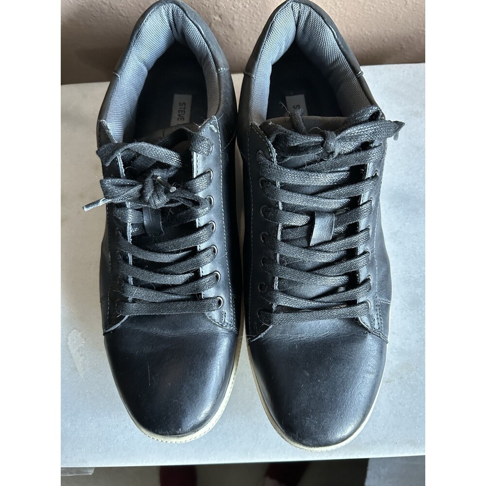 Men’s Steve Madden Black Leather Lace Up Shoes Size 11.5 Athletic. Rubber Sole